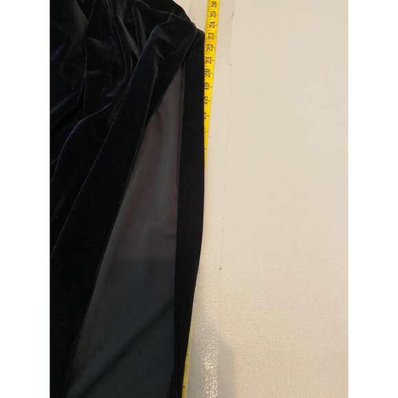Roberta Black Velvet Maxi Dress Gown Low Open Back Long Back Slit Medium - Picture 11 of 11